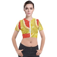 Fruit, Lemon Short Sleeve Cropped Jacket by kyorashop23