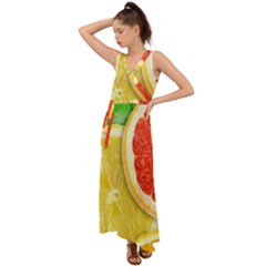 Fruit, Lemon V-neck Chiffon Maxi Dress by kyorashop23