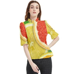 Fruit, Lemon Frill Neck Blouse