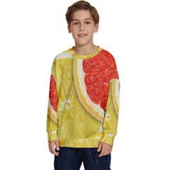 Fruit, Lemon Kids  Crewneck Sweatshirt by kyorashop23