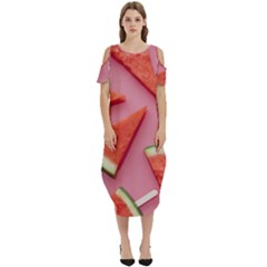 Fruits, Watermelon, Fruit Cold Shoulder Loose Fit Dress With Pockets by kyorashop23