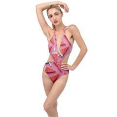 Fruits, Watermelon, Fruit Plunging Cut Out Swimsuit