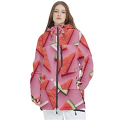 Fruits, Watermelon, Fruit Women s Multi Pockets Zip Ski And Snowboard Waterproof Breathable Jacket