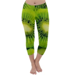 Kiwi Fruits, Close-up, Exotic Fruit Capri Winter Leggings  by kyorashop23