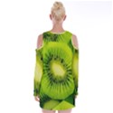 Kiwi Fruits, Close-up, Exotic Fruit Velvet Long Sleeve Shoulder Cutout Dress View2