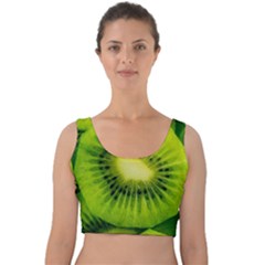 Kiwi Fruits, Close-up, Exotic Fruit Velvet Crop Top