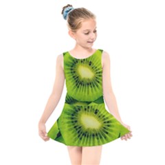 Kiwi Fruits, Close-up, Exotic Fruit Kids  Skater Dress Swimsuit