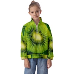 Kiwi Fruits, Close-up, Exotic Fruit Kids  Half Zip Hoodie by kyorashop23