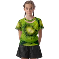 Kiwi Fruits, Close-up, Exotic Fruit Kids  Front Cut T-shirt by kyorashop23