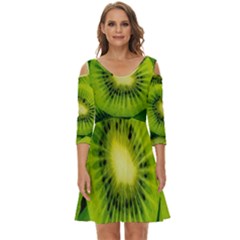 Kiwi Fruits, Close-up, Exotic Fruit Shoulder Cut Out Zip Up Dress by kyorashop23