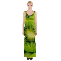 Kiwi Fruits, Close-up, Exotic Fruit Thigh Split Maxi Dress