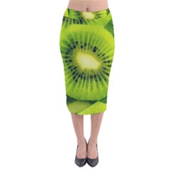 Kiwi Fruits, Close-up, Exotic Fruit Velvet Midi Pencil Skirt by kyorashop23