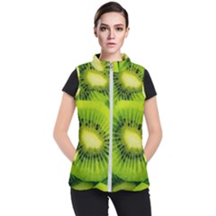 Kiwi Fruits, Close-up, Exotic Fruit Women s Puffer Vest by kyorashop23