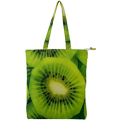 Kiwi Fruits, Close-up, Exotic Fruit Double Zip Up Tote Bag by kyorashop23