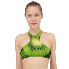 Kiwi Fruits, Close-up, Exotic Fruit High Neck Bikini Top by kyorashop23