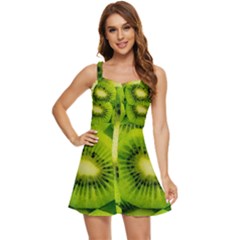 Kiwi Fruits, Close-up, Exotic Fruit Ruffle Edge Bra Cup Chiffon Mini Dress by kyorashop23