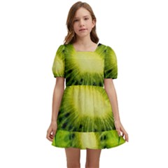 Kiwi Fruits, Close-up, Exotic Fruit Kids  Short Sleeve Dolly Dress