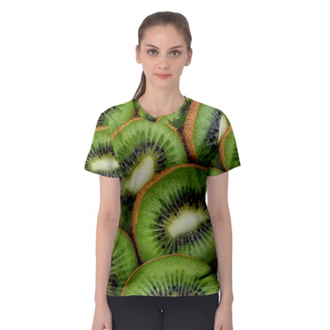 Kiwi Texture, Background With Kiwi, Fruits, Kiwi Women s Sport Mesh T-shirt by kyorashop23