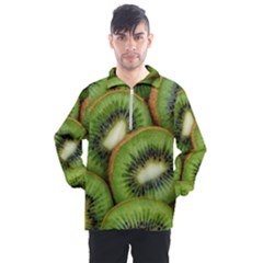 Kiwi Texture, Background With Kiwi, Fruits, Kiwi Men s Half Zip Pullover