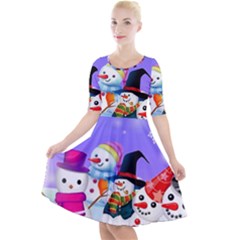 Let s Have Fun With Snowmen Quarter Sleeve A-line Dress With Pockets by kyorashop23