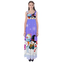 Let s Have Fun With Snowmen Empire Waist Maxi Dress