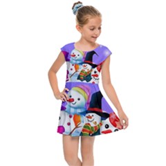 Let s Have Fun With Snowmen Kids  Cap Sleeve Dress by kyorashop23