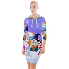 Let s Have Fun With Snowmen Quarter Sleeve Hood Bodycon Dress by kyorashop23