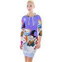 Let s Have Fun With Snowmen Quarter Sleeve Hood Bodycon Dress View1