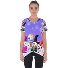 Let s Have Fun With Snowmen Cut Out Side Drop T-shirt