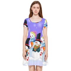 Let s Have Fun With Snowmen Inside Out Cap Sleeve Dress by kyorashop23