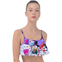 Let s Have Fun With Snowmen Frill Bikini Top