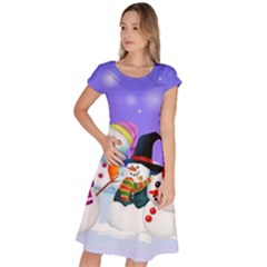 Let s Have Fun With Snowmen Classic Short Sleeve Dress by kyorashop23