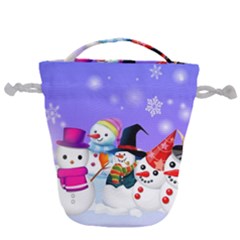 Let s Have Fun With Snowmen Drawstring Bucket Bag