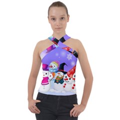 Let s Have Fun With Snowmen Cross Neck Velour Top