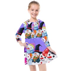 Let s Have Fun With Snowmen Kids  Quarter Sleeve Shirt Dress by kyorashop23