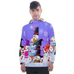 Let s Have Fun With Snowmen Men s Front Pocket Pullover Windbreaker