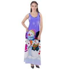 Let s Have Fun With Snowmen Sleeveless Velour Maxi Dress by kyorashop23