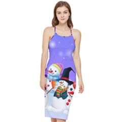 Let s Have Fun With Snowmen Bodycon Cross Back Summer Dress