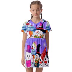 Let s Have Fun With Snowmen Kids  Asymmetric Collar Dress by kyorashop23