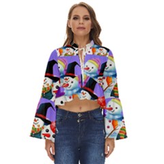 Let s Have Fun With Snowmen Boho Long Bell Sleeve Top