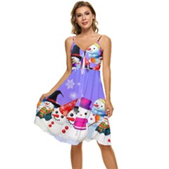 Let s Have Fun With Snowmen Sleeveless Tie Front Chiffon Dress by kyorashop23