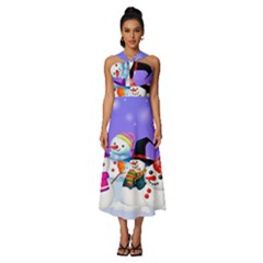 Let s Have Fun With Snowmen Sleeveless Cross Front Cocktail Midi Chiffon Dress