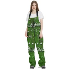 Merry Christmas , Holidays, Celebrations Women s Front Zip Ski And Snowboard Bib Pants