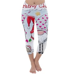 Merry Christmas, Christmas, Cute, Red, Merry, Gnomes Capri Winter Leggings 