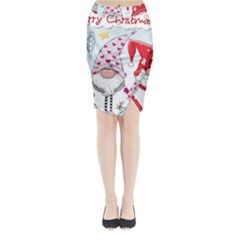 Merry Christmas, Christmas, Cute, Red, Merry, Gnomes Midi Wrap Pencil Skirt by kyorashop23