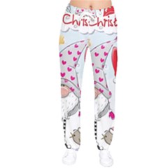 Merry Christmas, Christmas, Cute, Red, Merry, Gnomes Women Velvet Drawstring Pants