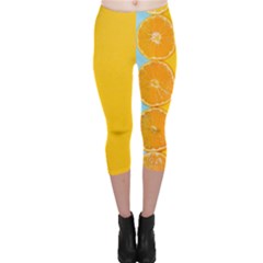 Orange, Slices, Fruit, Citrus Capri Leggings 