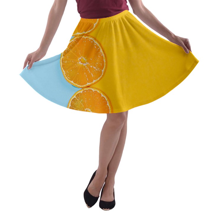 Orange, Slices, Fruit, Citrus A-line Skater Skirt