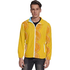 Orange, Slices, Fruit, Citrus Men s High Neck Windbreaker