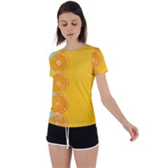 Orange, Slices, Fruit, Citrus Back Circle Cutout Sports T-shirt by kyorashop23